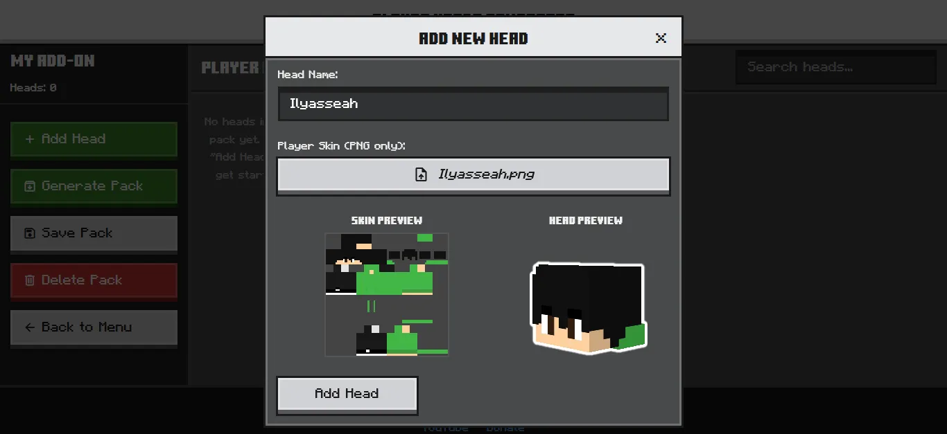 Player Heads Generator Interface 1