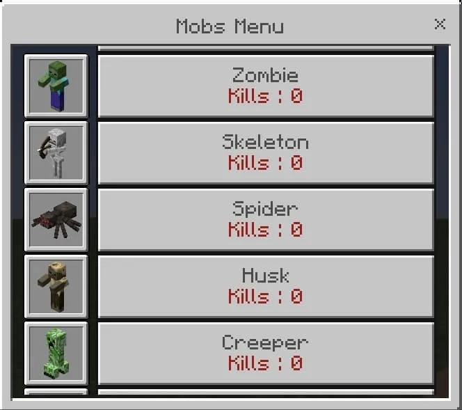 Mobs Kills Statistics