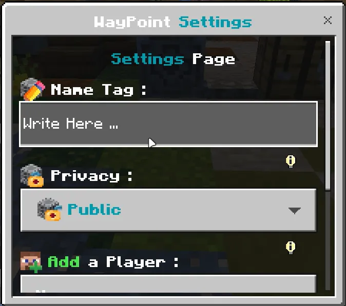 Way Point Settings